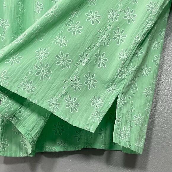 Alfred Dunner Size 10 Petite Green Embroidered Grandmacore Top Feminine Romantic - Picture 4 of 9